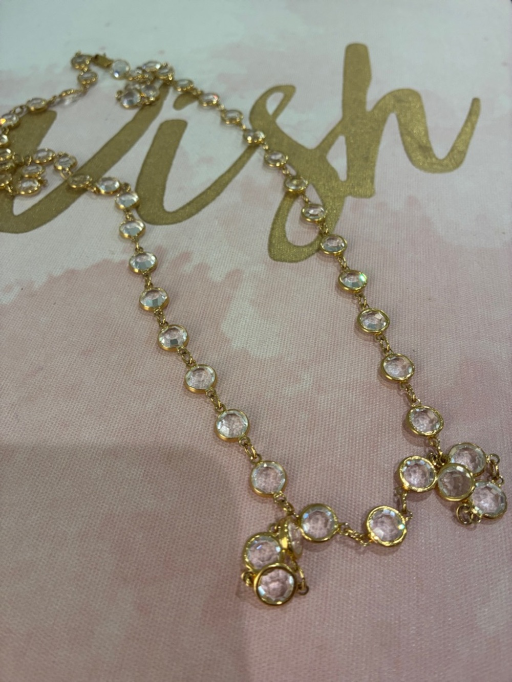 Gold Clear White Australian Crystal Link Necklace - Women Jewelry